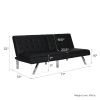 Modern Black Faux Leather Upholstered Sleeper Sofa Bed