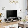 Mid-Century Modern Style TV Stand in Black Wood Finish - for TVs up to 65-inch