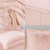 Full/Queen Pink Blush White Reversible Soft Sherpa Faux Fur 3-PC Comforter Set