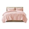 Full/Queen Pink Blush White Reversible Soft Sherpa Faux Fur 3-PC Comforter Set