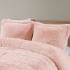 Full/Queen Pink Blush White Reversible Soft Sherpa Faux Fur 3-PC Comforter Set