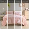 Full/Queen Pink Blush White Reversible Soft Sherpa Faux Fur 3-PC Comforter Set