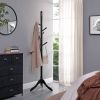 Space Saving Solid Wood Modern Coat Rack in Black Finish