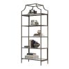 Elegant Bronze Metal Display Rack Etagere Bookcase with 5 Glass Storage Shelves
