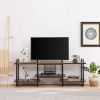 Modern Industrial Metal Wood Entertainment Center TV Stand for TV up to 60-inch
