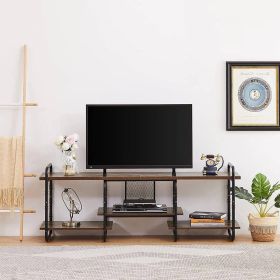 Modern Industrial Metal Wood Entertainment Center TV Stand for TV up to 60-inch