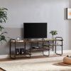 Industrial Modern Metal Wood Entertainment Center TV Stand for TV up to 75-inch