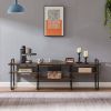 Industrial Modern Metal Wood Entertainment Center TV Stand for TV up to 75-inch