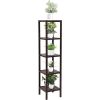 Brown Bamboo Wood 4-Shelf Versatile Storage Unit Rack Narrow Bookcase