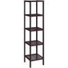 Brown Bamboo Wood 4-Shelf Versatile Storage Unit Rack Narrow Bookcase