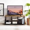 Industrial Modern Metal Wood TV Stand with Media Storage Shelf