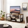 Industrial Modern Metal Wood TV Stand with Media Storage Shelf