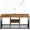 Industrial Modern Metal Wood TV Stand with Media Storage Shelf