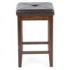 Set of 2 - Vintage Mahogany Bar Stools with Faux Leather Cushion Seat