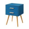 Modern Classic Mid-Century Style End Table Nightstand in Blue Finish
