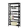 Glossy Black 5-Shelf Bookcase