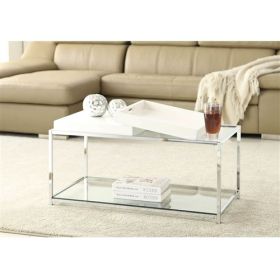 Modern Chrome Metal Coffee Table with 2 White Removable Trays