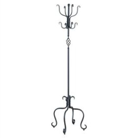 Decorative and Functional Black Metal Coat Rack Entryway Hall Tree