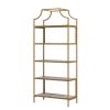Gold Metal Display Rack Etagere Bookcase with 5 Faux Stone Storage Shelves