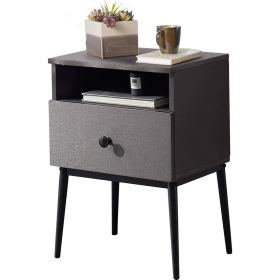 Mid Century Modern End Table Nightstand in Grey Black Wood Finish