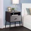 Mid Century Modern End Table Nightstand in Grey Black Wood Finish