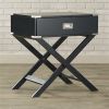 Dark Grey Black 1-Drawer End Table Nightstand with Modern Classic X Style Legs