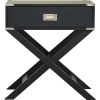 Dark Grey Black 1-Drawer End Table Nightstand with Modern Classic X Style Legs