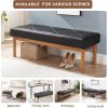 Modern Black Faux Leather Bench with Wood Legs - Bedroom Entryway Living Room