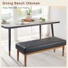 Modern Black Faux Leather Bench with Wood Legs - Bedroom Entryway Living Room