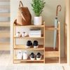 2-Shelf Entryway Shoe Rack Bench with Bla2-in-1 Entryway 4-Shelf Bamboo Shoe Rack and Umbrella Holderck Metal Frame and Brown Wood Top
