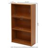 Light Cherry Finish 3-Tier Storage Shelves Bookcase