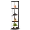 5-Tier Corner Display Shelf Bookcase in Espresso & Black