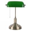 Antique Brass Bankers Lamp Desk Light Table Lamp with Green Glass Shade