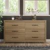 Rustic Farmhouse 6-Drawer Dresser in Natural Wood Finish