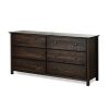 Farmhouse Solid Pine Wood 6 Drawer Dresser in Espresso Finish