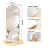 Gold Large Full Length Rounded Leaning Wall or Hanging Mirror