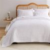 King size 3-Piece Quilt Set with 2 Pillow Shams 100% Cotton White Ruffles