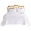 King size 3-Piece Quilt Set with 2 Pillow Shams 100% Cotton White Ruffles