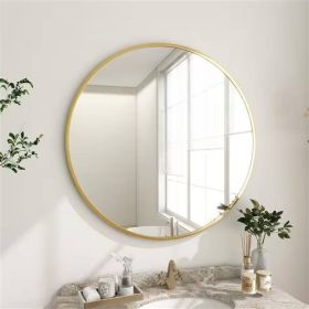 36 Inch Round Bathroom Vanity Wall Mirror Frame Matte Gold