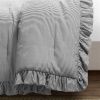 Full/Queen Grey White Stripe Ruffle Reversible 3 Piece Comforter Set