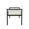 Modern Industrial Bed Bench with Black Metal Frame and Cream Upholstered Cushion