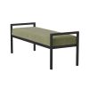 Modern Industrial Bed Bench with Black Metal Frame and Sage Green Velvet Cushion