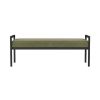 Modern Industrial Bed Bench with Black Metal Frame and Sage Green Velvet Cushion