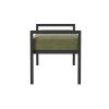 Modern Industrial Bed Bench with Black Metal Frame and Sage Green Velvet Cushion