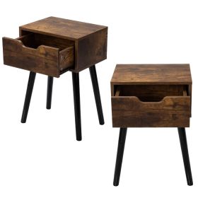 Set of 2 - Modern Mid-Century Farmhouse Bedroom Nightstand End Table