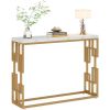 42-inch Modern Console Sofa Table with White Faux Marble Top and Gold Frame