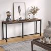 70-inch Long Narrow Hallway Sofa Table with Wood Top and Black Metal Frame