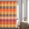 72-inch Orange Teal Floral Damask Boho Birds Polyester Shower Curtain