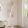 Modern Solid Wood Coat Rack Entryway Hall Tree Hat Stand in Pink