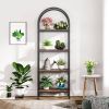 Modern Industrial Metal Wood Display Rack Bookcase with 4 Storage Shelves